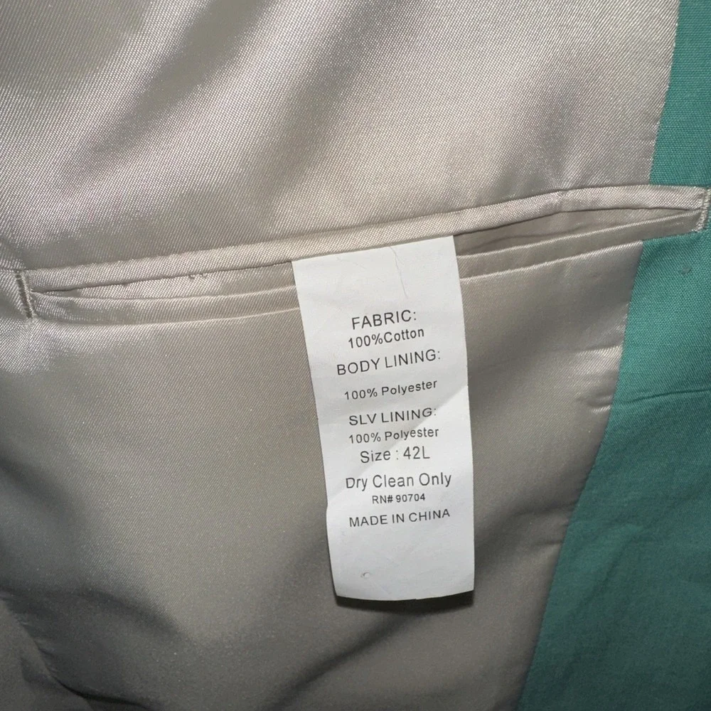 Alan Flusser Mens Two Button Blazer Jacket Size 42L Turquoise